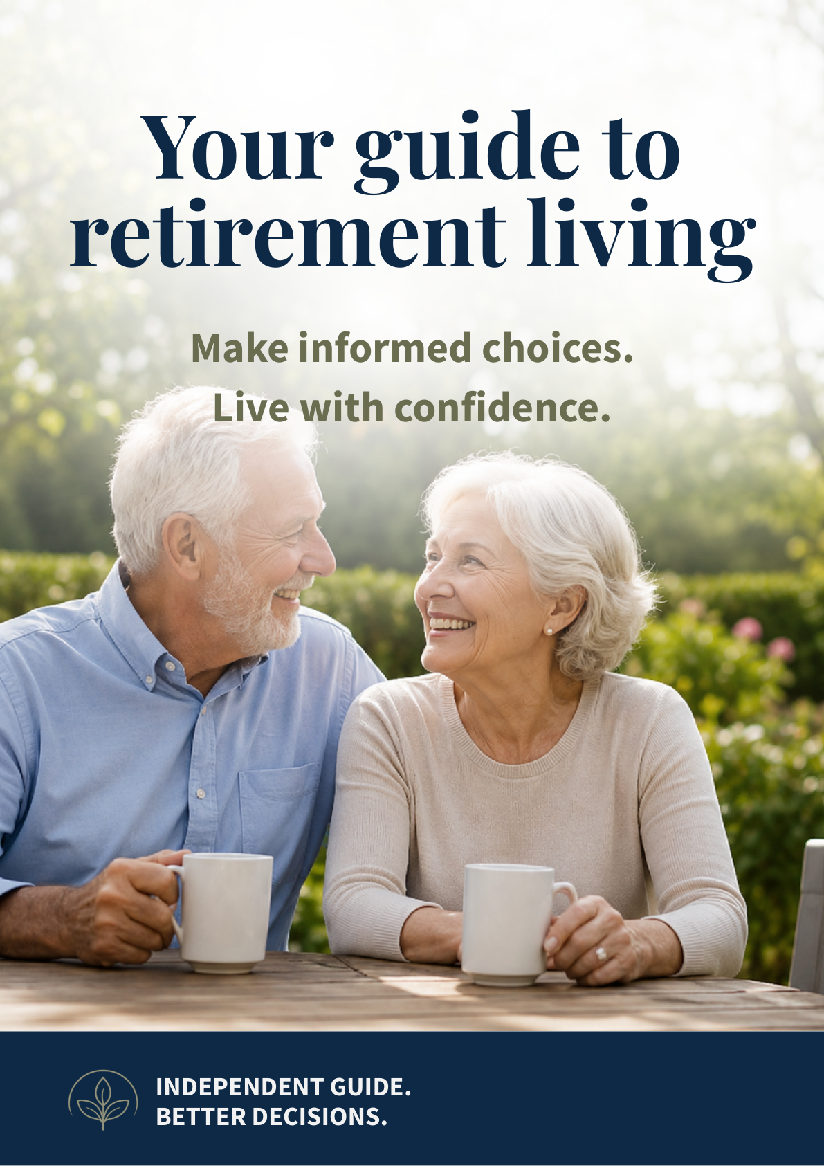 Older couple enjoying coffee outdoors